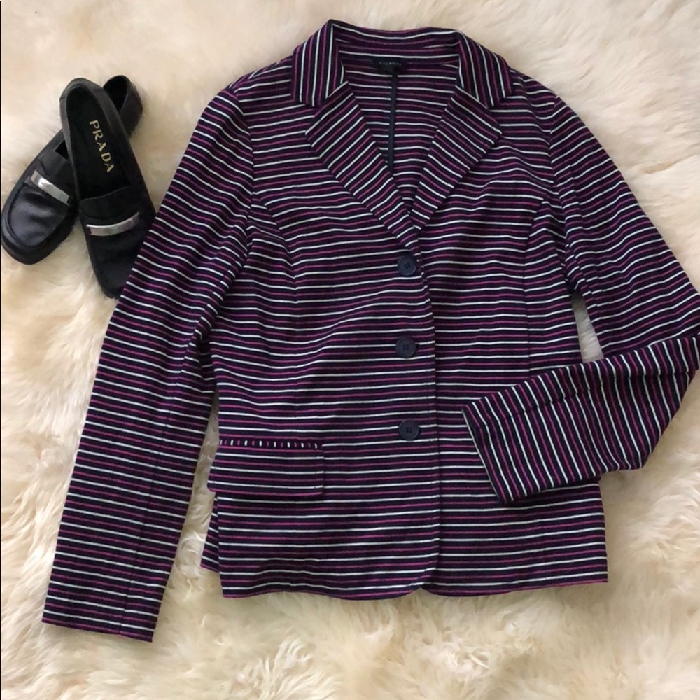 Talbots Striped Blazer - Purple and White